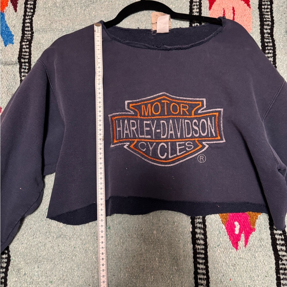 Harley-Davidson Navy and Orange Cropped Top